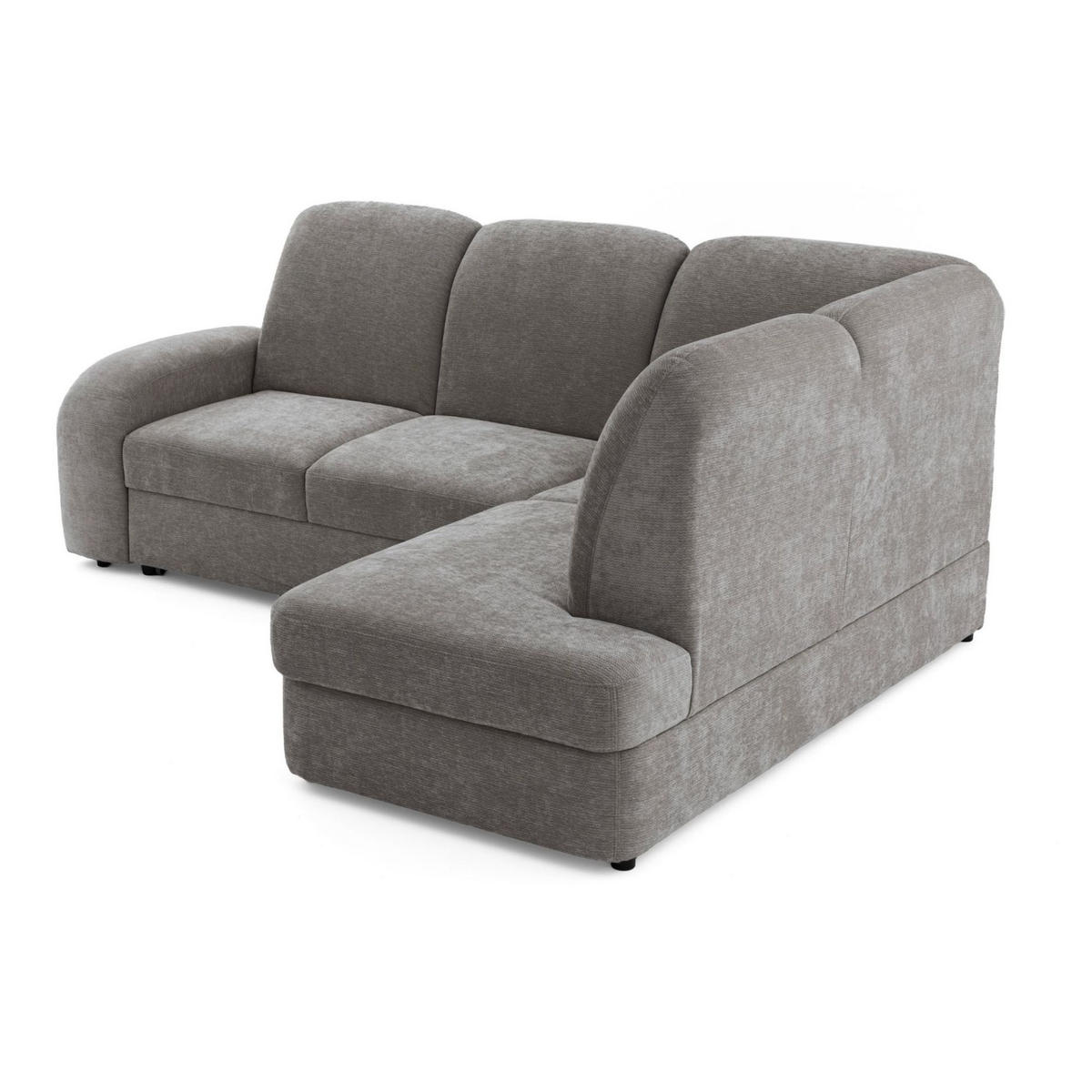 ECKSOFA VIBE L Rechts mit Schlaffunktion 129x205 Chenille Grau - Schwarz/Grau, Holz/Kunststoff (250/186cm) - Muffo