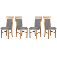 ESSZIMMERSTUHL - Set 4x MILANO 5 sonoma, hygge 91 - Hellgrau/Sonoma Eiche, Holz (43/94/40cm) - Leaf Design