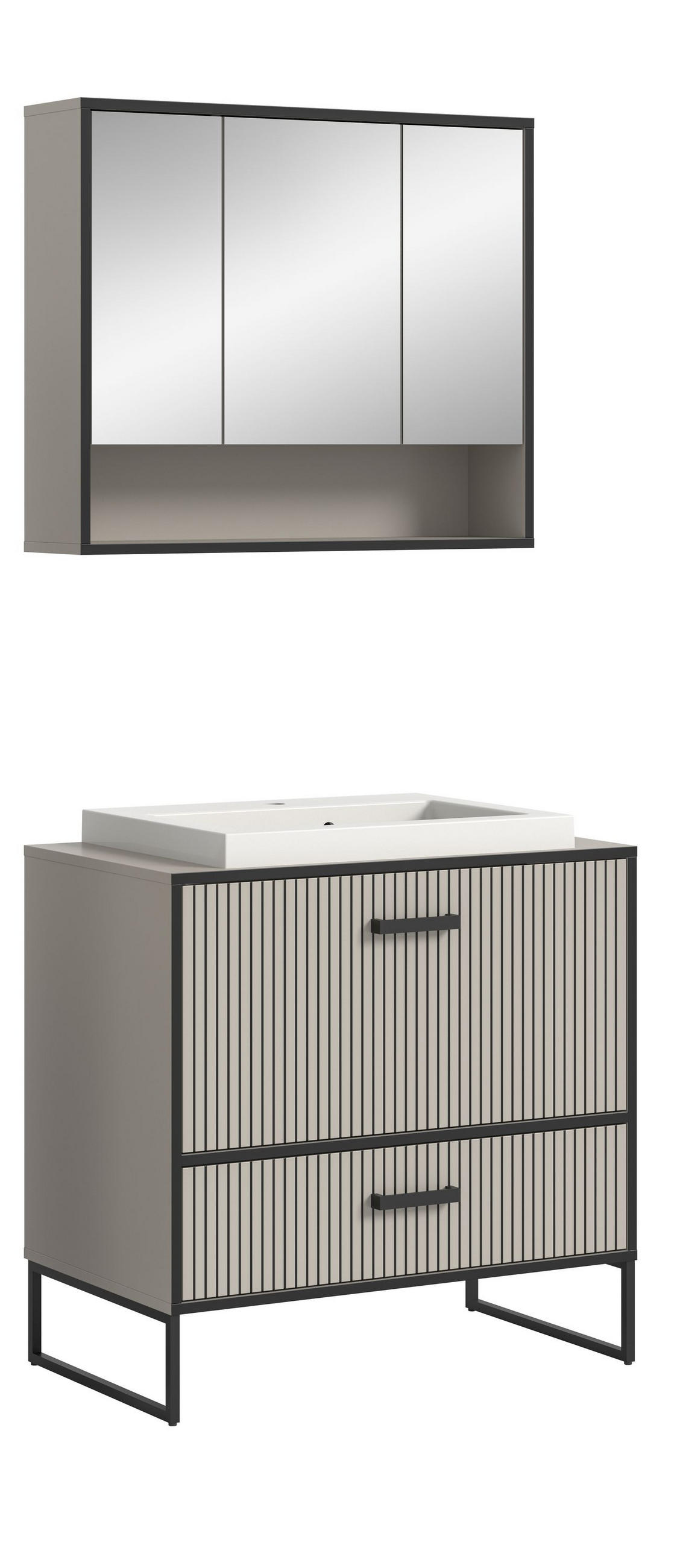 BADKOMBINATION Bagno 80x192x48 cm Kaschmir Schwarz 2tlg. - Kaschmir, Holzwerkstoff (80/192/48cm)