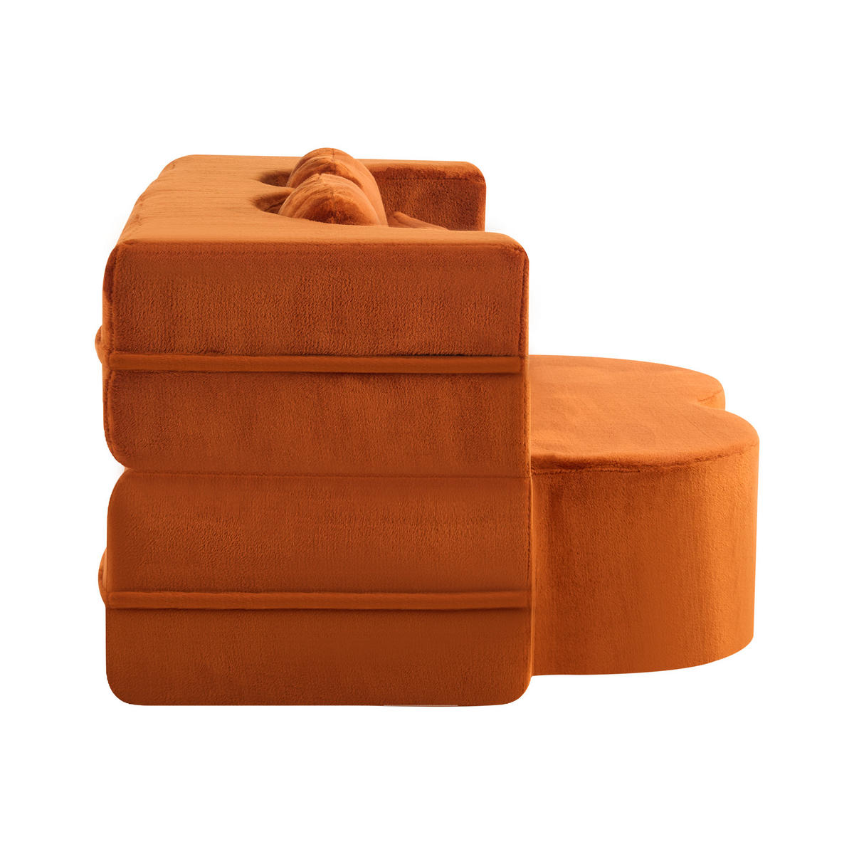 SCHLAFSOFA DE-35000 mit 4 Kissen und Klappfunktion Orange - Orange, Textil (60/76/198cm) - ComfortXL