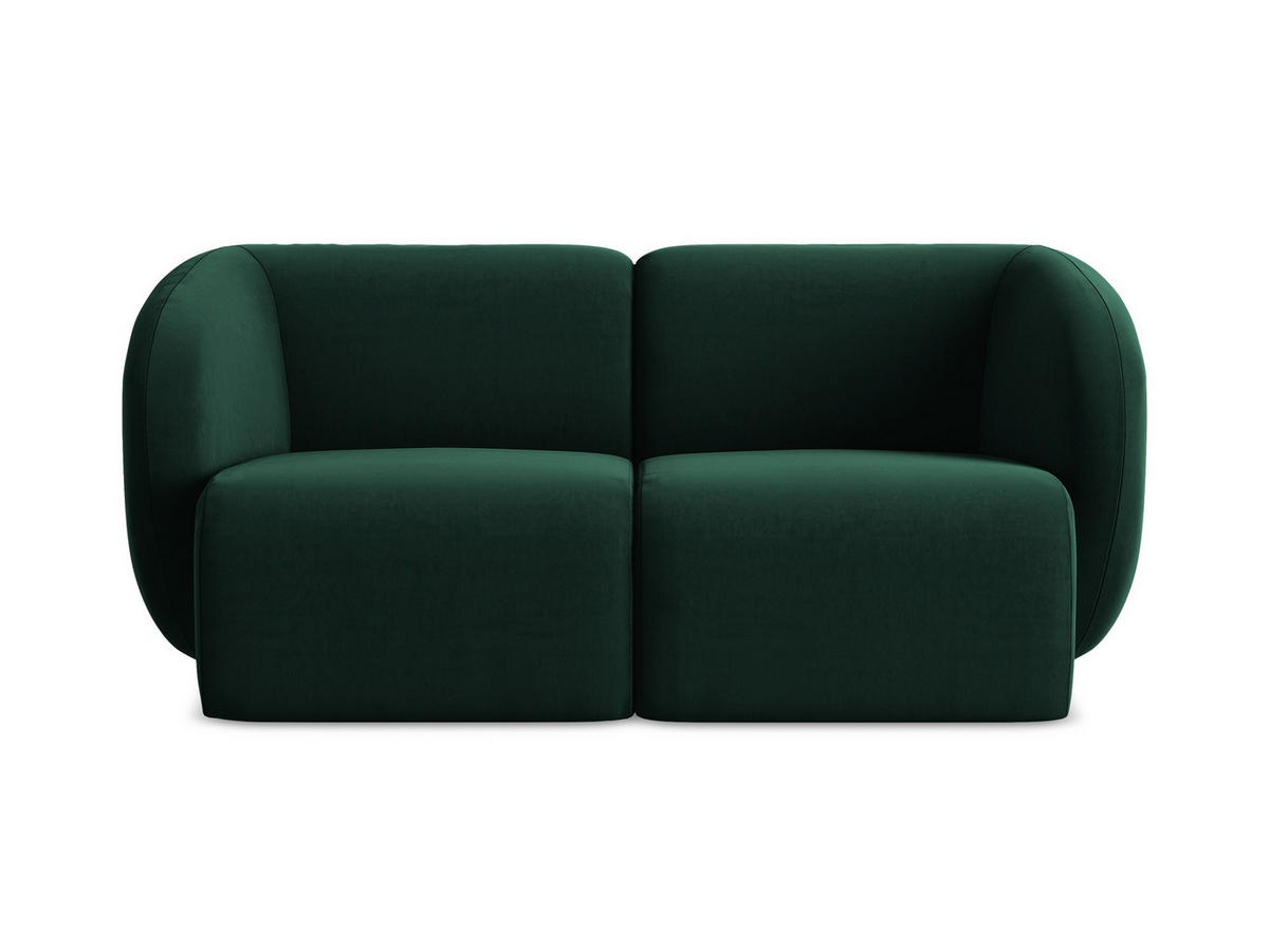 2-SITZER-SOFA Samt Stoff Grün - Dunkelgrün/Schwarz, Holzwerkstoff/Kunststoff (174/75/94cm) - Makamii