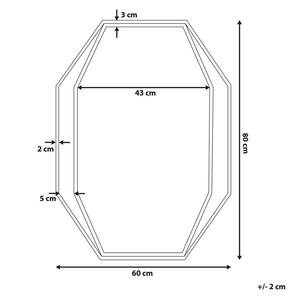 WANDSPIEGEL graphitgrauachteckig 80/60 cm Nire - Grau, Metall (60/80/3cm) - Beliani