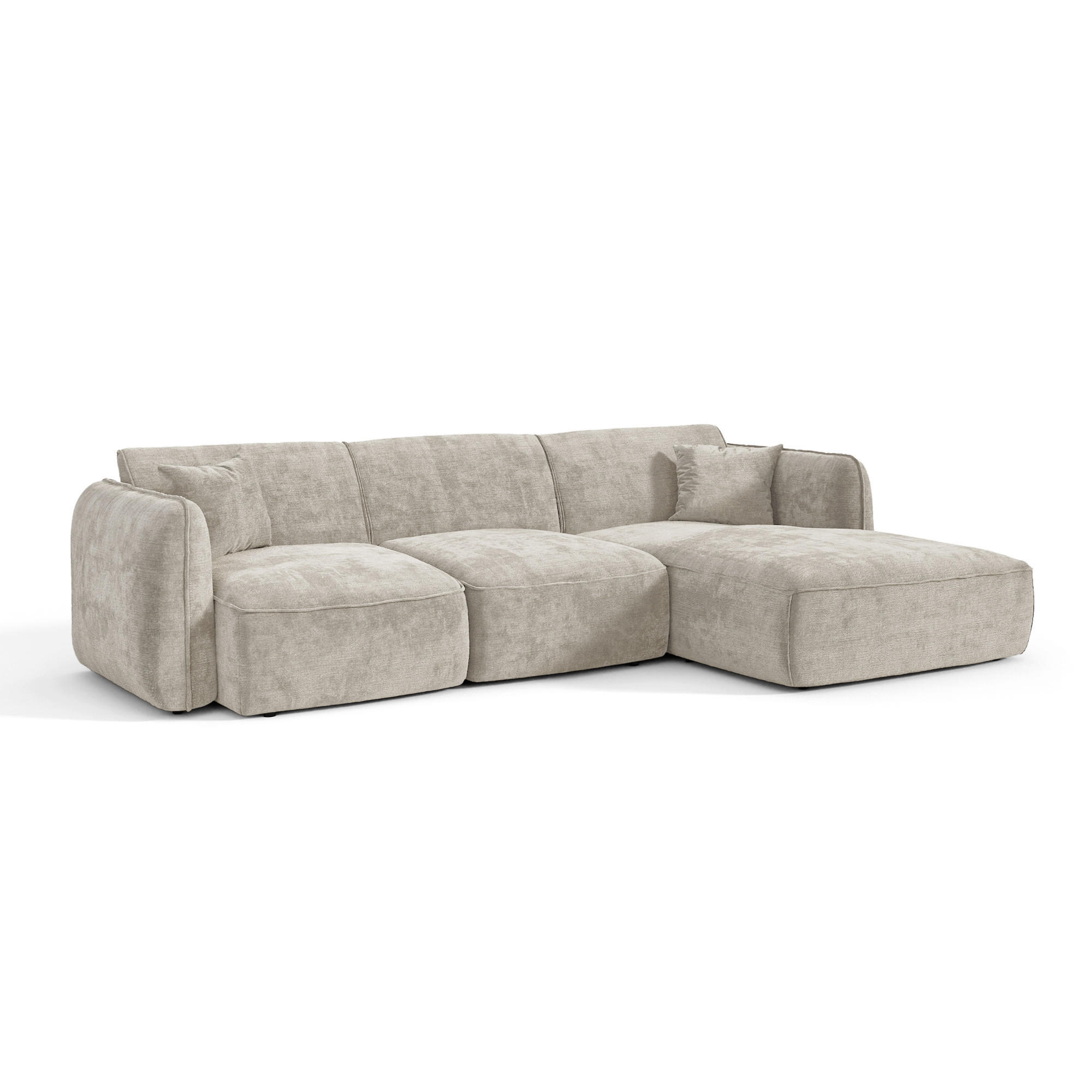 ECKSOFA rechtwinklig LOMI Geprägter Samt Taupe 274cm - Taupe, Textil (274/174cm) - Premium Interiors