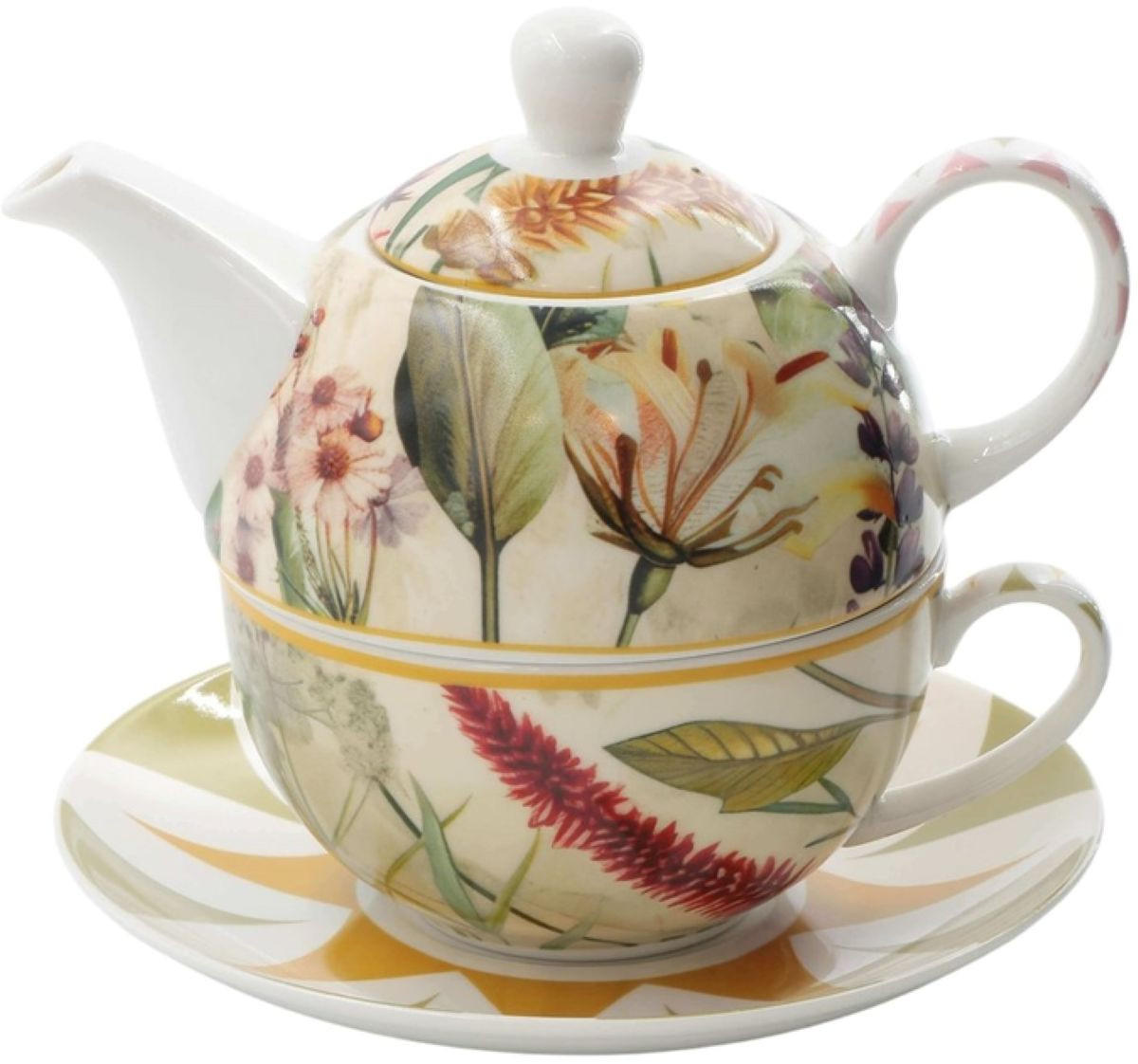 TEA4ONE mit Untertasse MIRABILIA 400 ml gelb - Orange, Keramik (0.3L) - Rose & Tulipani