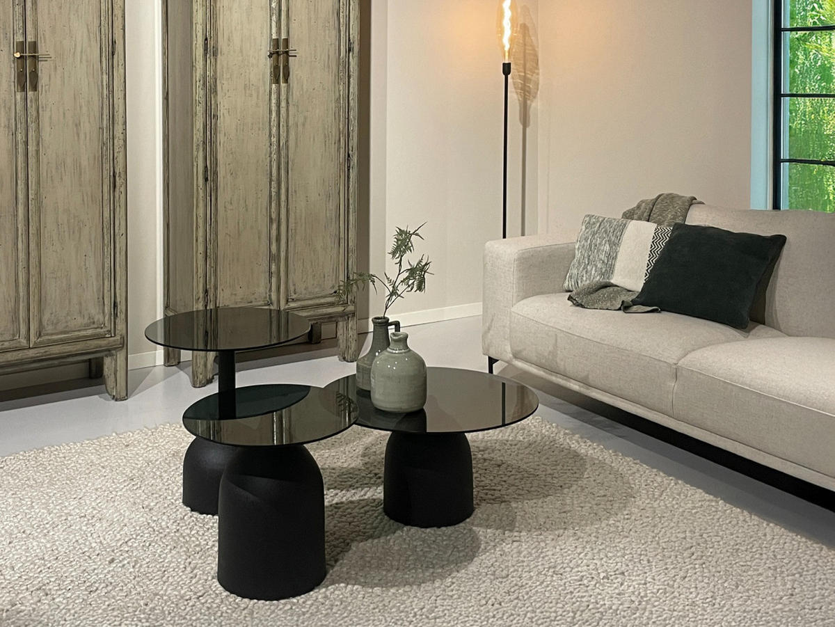 BEISTELLTISCH Isa Schwarz 50/50/45 cm - Schwarz, Glas (50/50/45cm) - Livingfurn