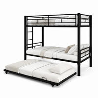ETAGENBETT teilbar 90x190 cm Metall Schwarz 2 Schlafplätze - Schwarz, Holz (90/190cm) - Meubliv