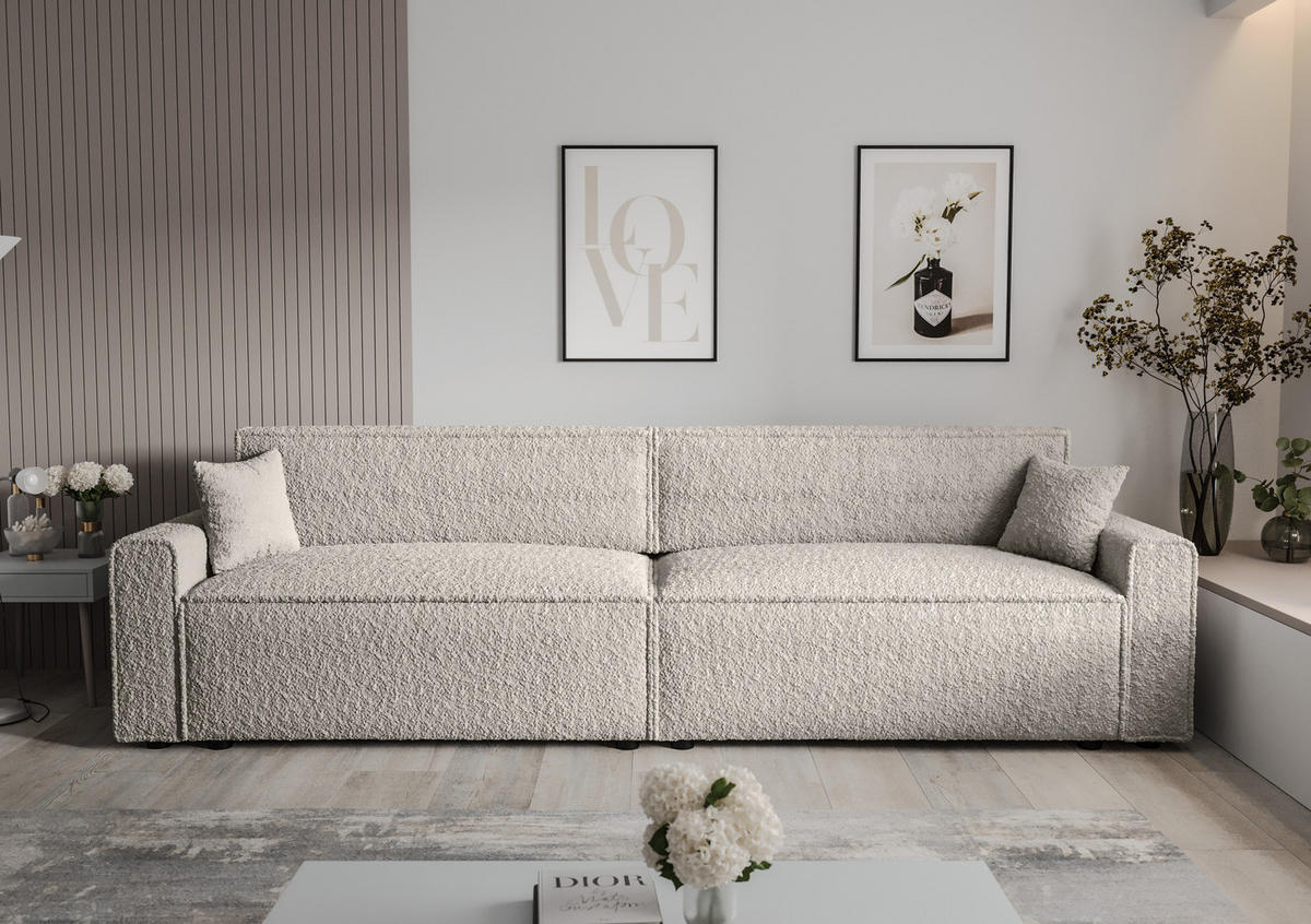 DOPPELSOFA Mira mit Schlaffunktion - Creme, Textil (292/90/85cm) - SIMKAM Furniture