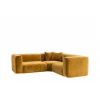 ECKSOFA Modulares, Corner Mini, Velvet-Stoff Bluvel, Golden, GRETA - Goldfarben, Holz (190/190cm) - Kaiser Möbel