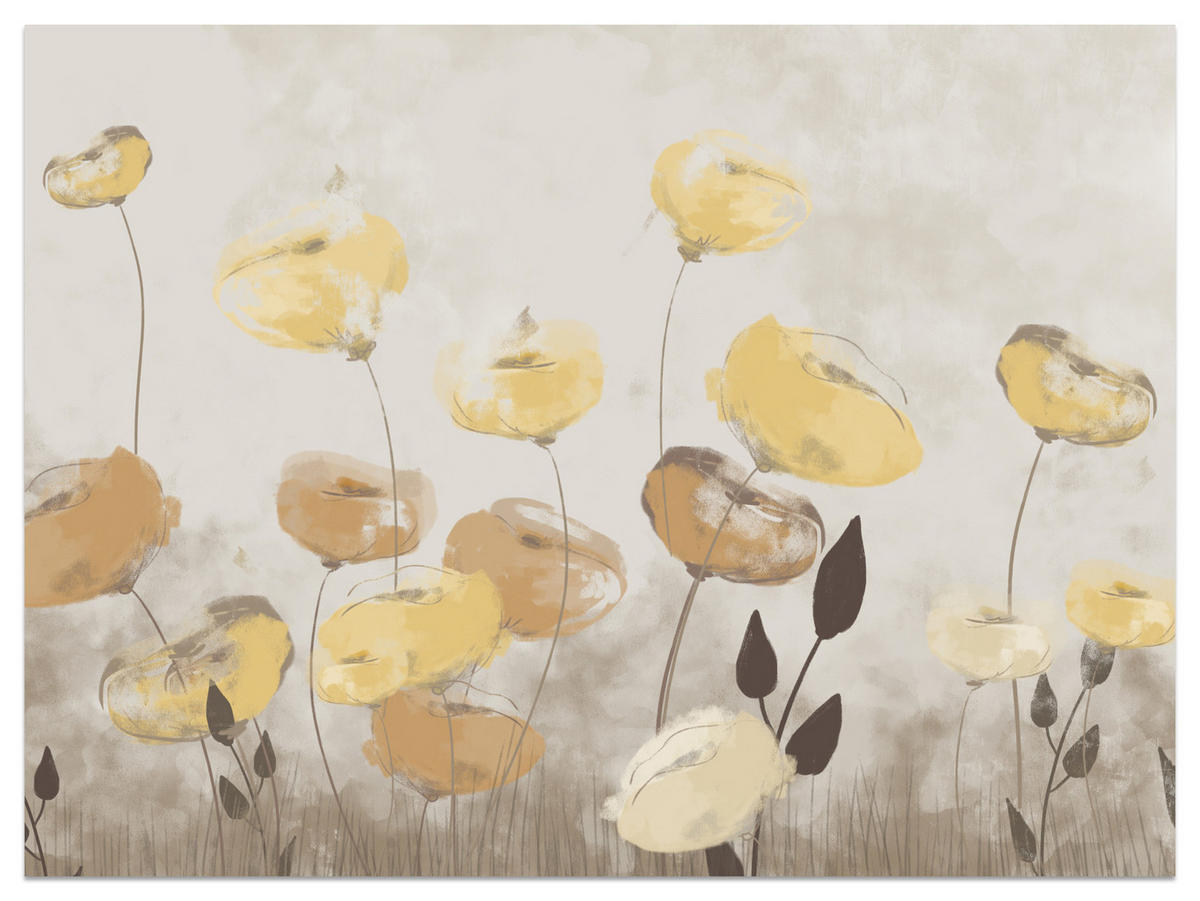 FOTOTAPETE Blumen Feldpflanzen Abstraktion 150x105 - Gelb/Beige, Papier (150/105cm) - Muralo