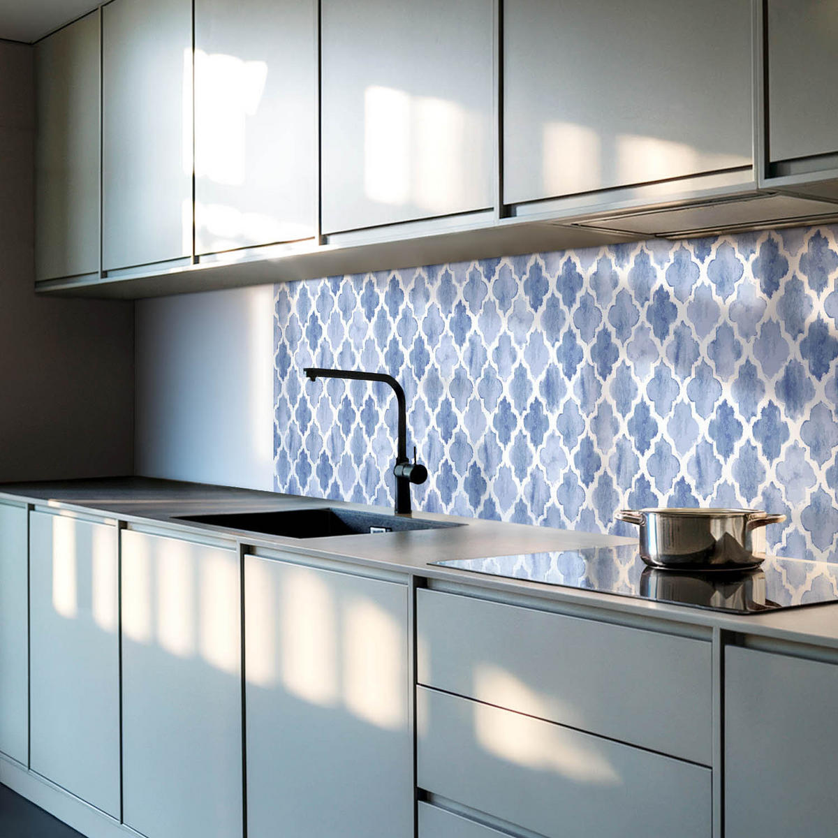 WANDPANEEL 4x 50x50 cm selbstklebend Zanthor - Blau, Kunststoff (50/1.6/50cm) - Wallfluent