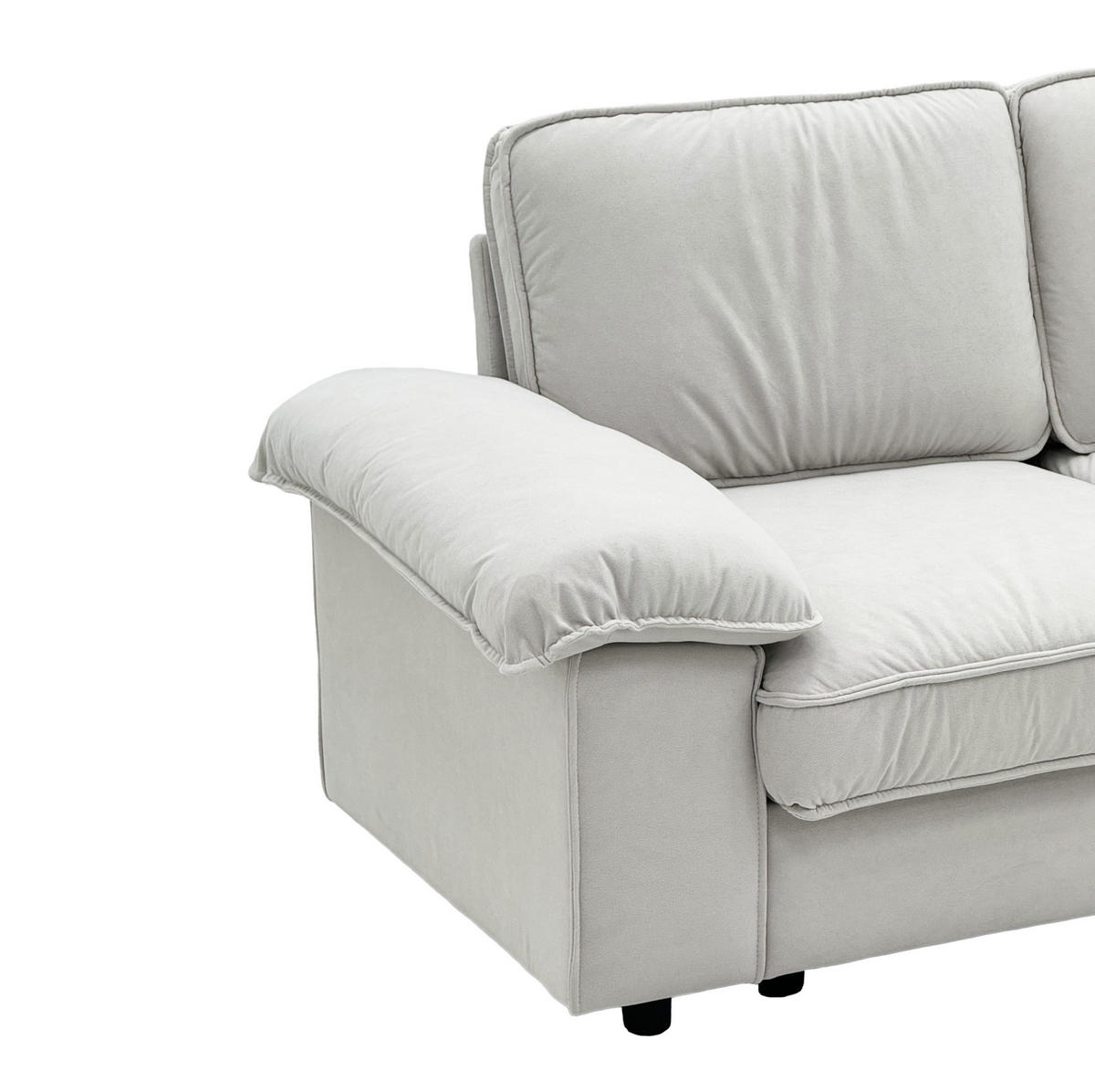 2-SITZER 201/91/89 cm cremeweiß aus Polyester Sperrholz und Massivholz mit Stauraum - Creme, Textil (91/89/201cm) - OKWISH