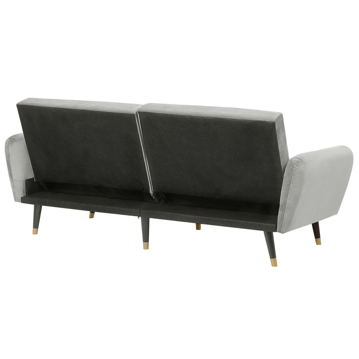 3-SITZER-SCHLAFSOFA Samtstoff Hellgrau Vimmerby - Hellgrau, Textil (212/90/80cm) - Beliani