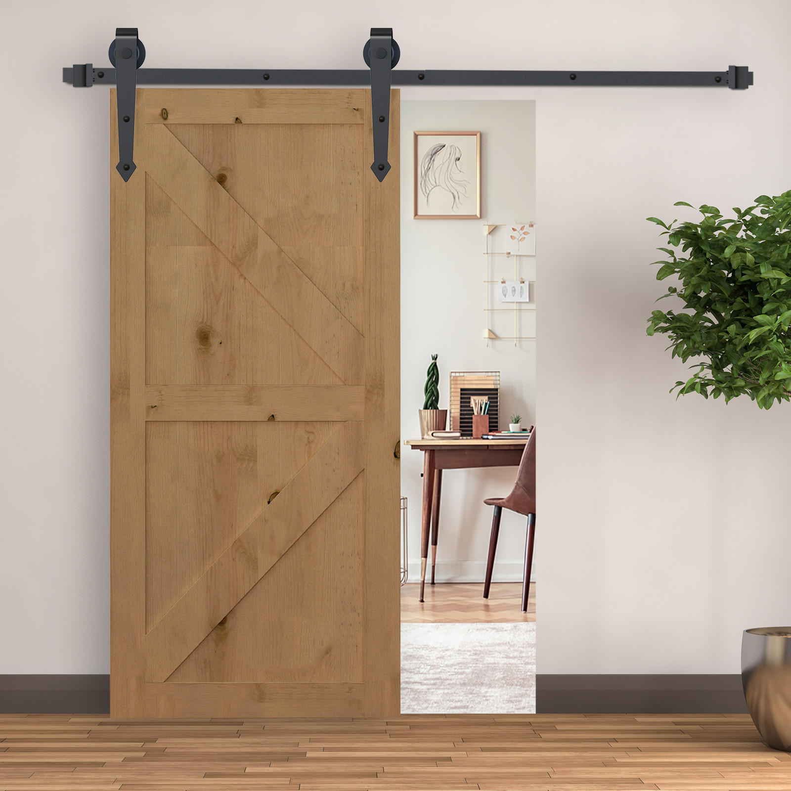 SCHIEBETÜRSYSTEM - Braun, Metall (4/0.6/100cm) - HOMCOM