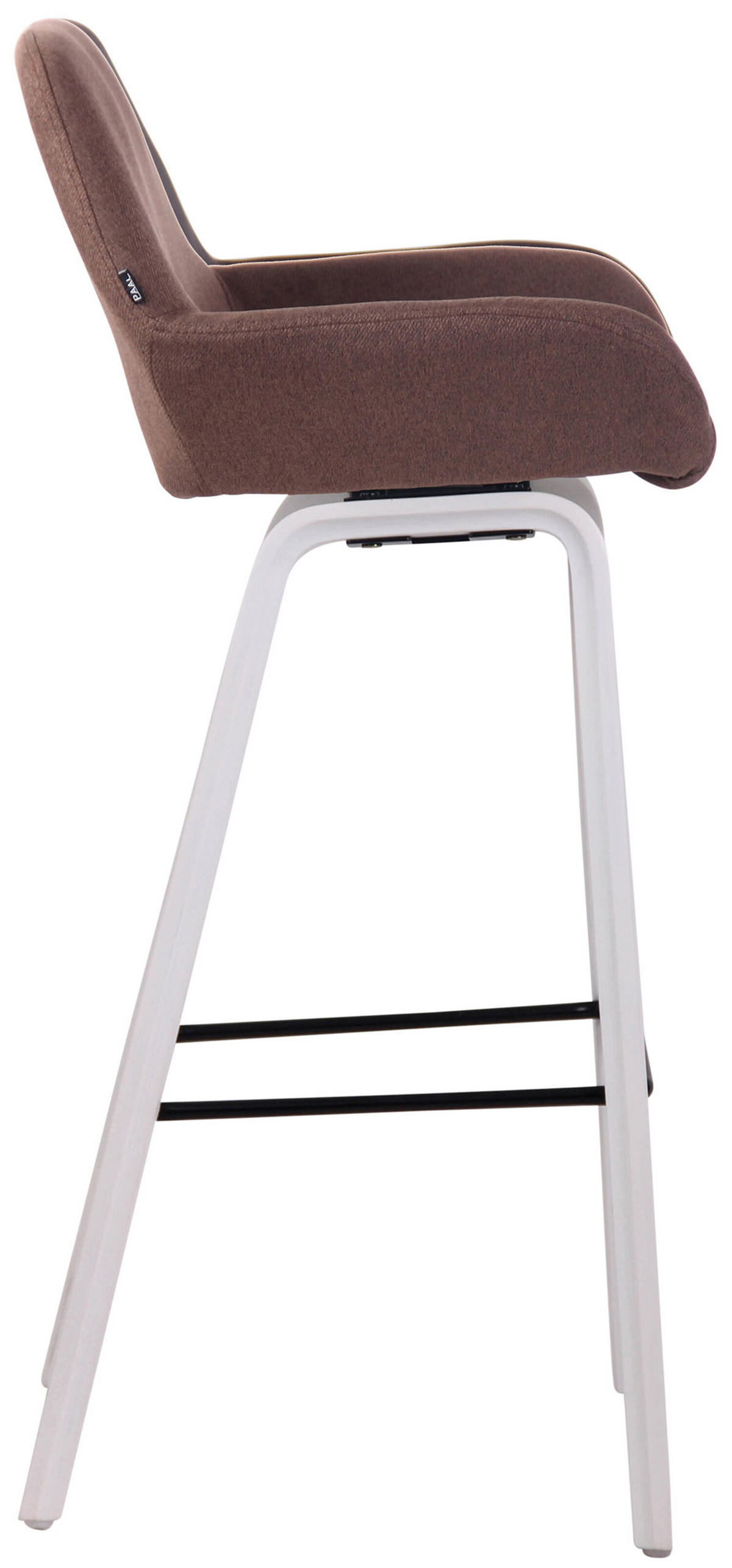BARHOCKER Newnan, 4-Fuß Gestell weiß (Eiche), Stoff Braun - Braun/Weiß, Holz/Textil (52/100/51cm) - TPFLiving