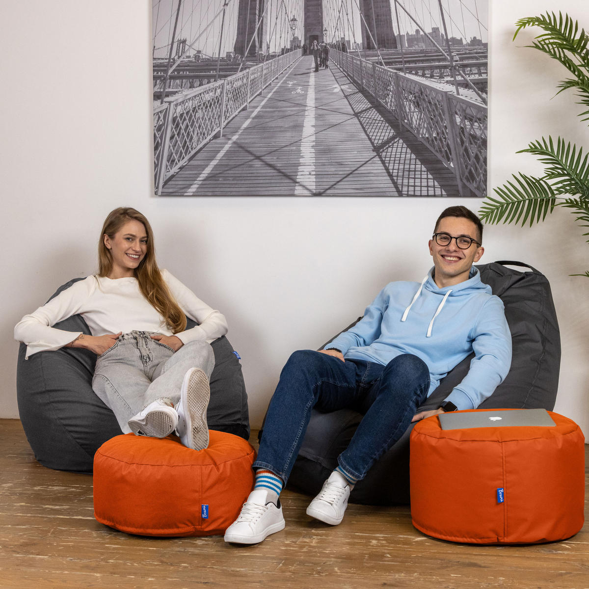 POUF M orange - Orange, Textil (500/200/500cm) - Bruni