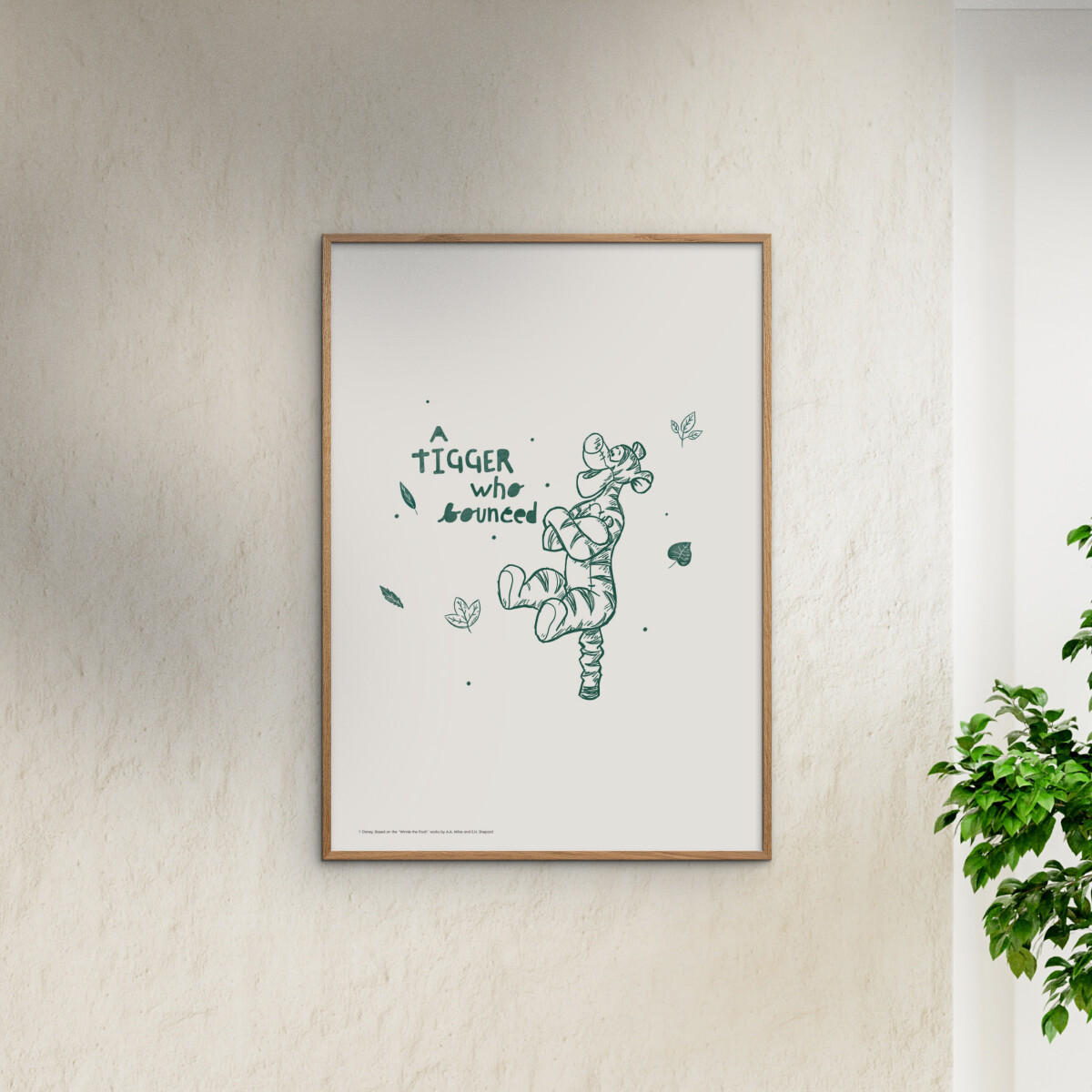 POSTER mit Rahmen Disney - Disney's Tigger Joyful Bounce - Eichefarben/Beige, Holz/Papier (50/70cm) - Poster&Frame