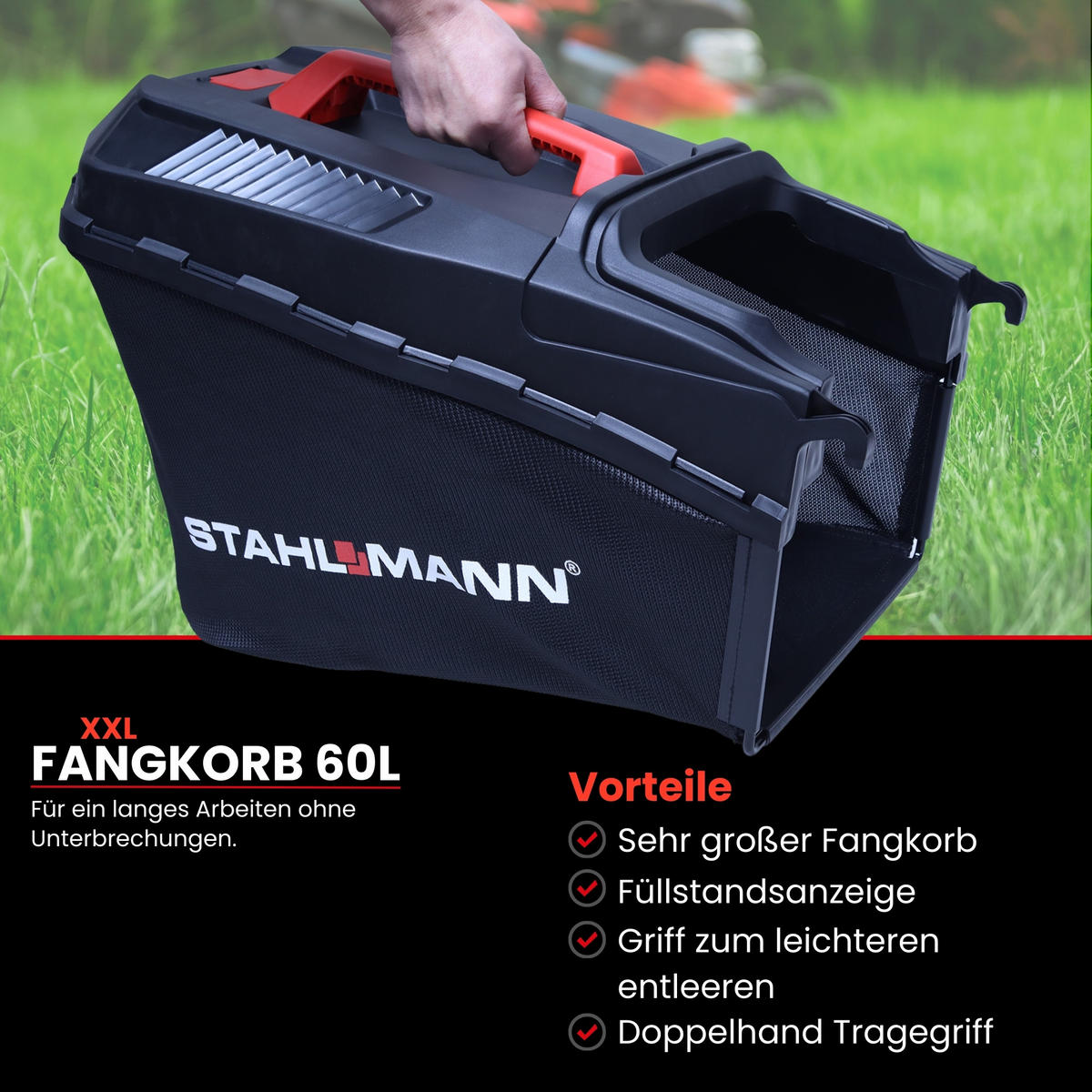 RASENMÄHER BR532 - Schwarz, Metall (53/108/160cm) - STAHLMANN