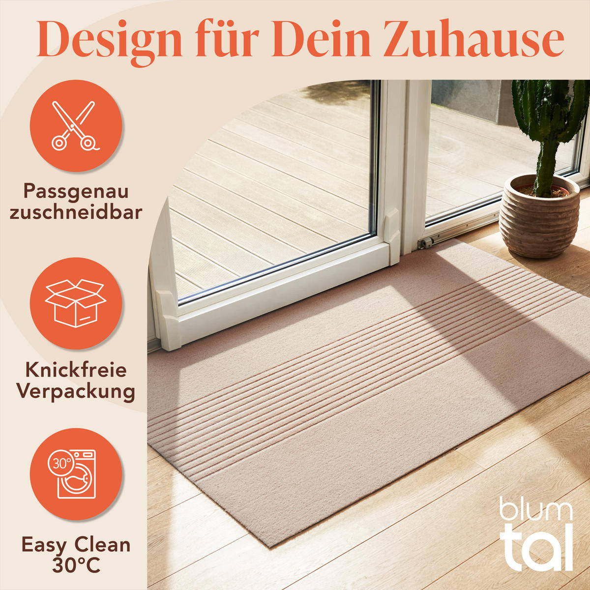 FUSSMATTE 60/90 cm Beige - Beige, Textil (60/90cm) - Blumtal