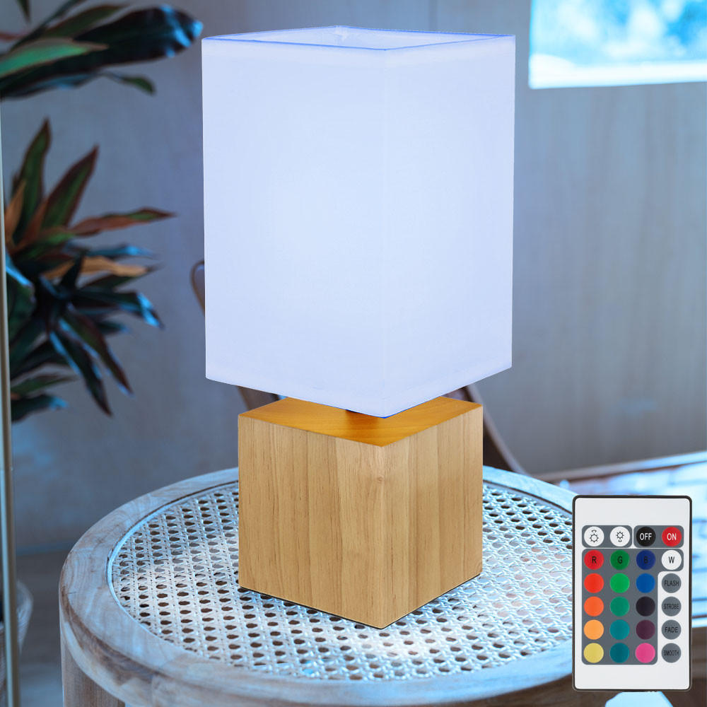 LED TISCHLEUCHTE Valentino Holz Braun Weiß - Braun, Holz (12/12/30cm) - Globo Lighting