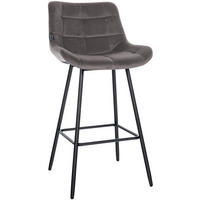 BARHOCKER Samt grau - Schwarz/Grau, Textil/Metall (49/104/56cm) - CLP