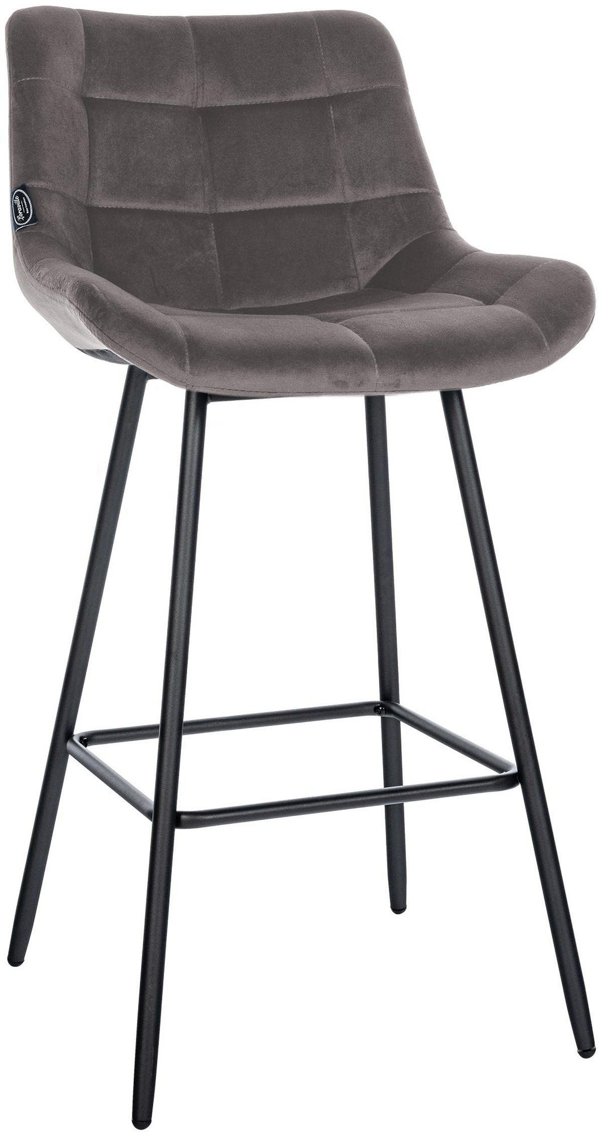 BARHOCKER Samt grau - Schwarz/Grau, Textil/Metall (49/104/56cm) - CLP