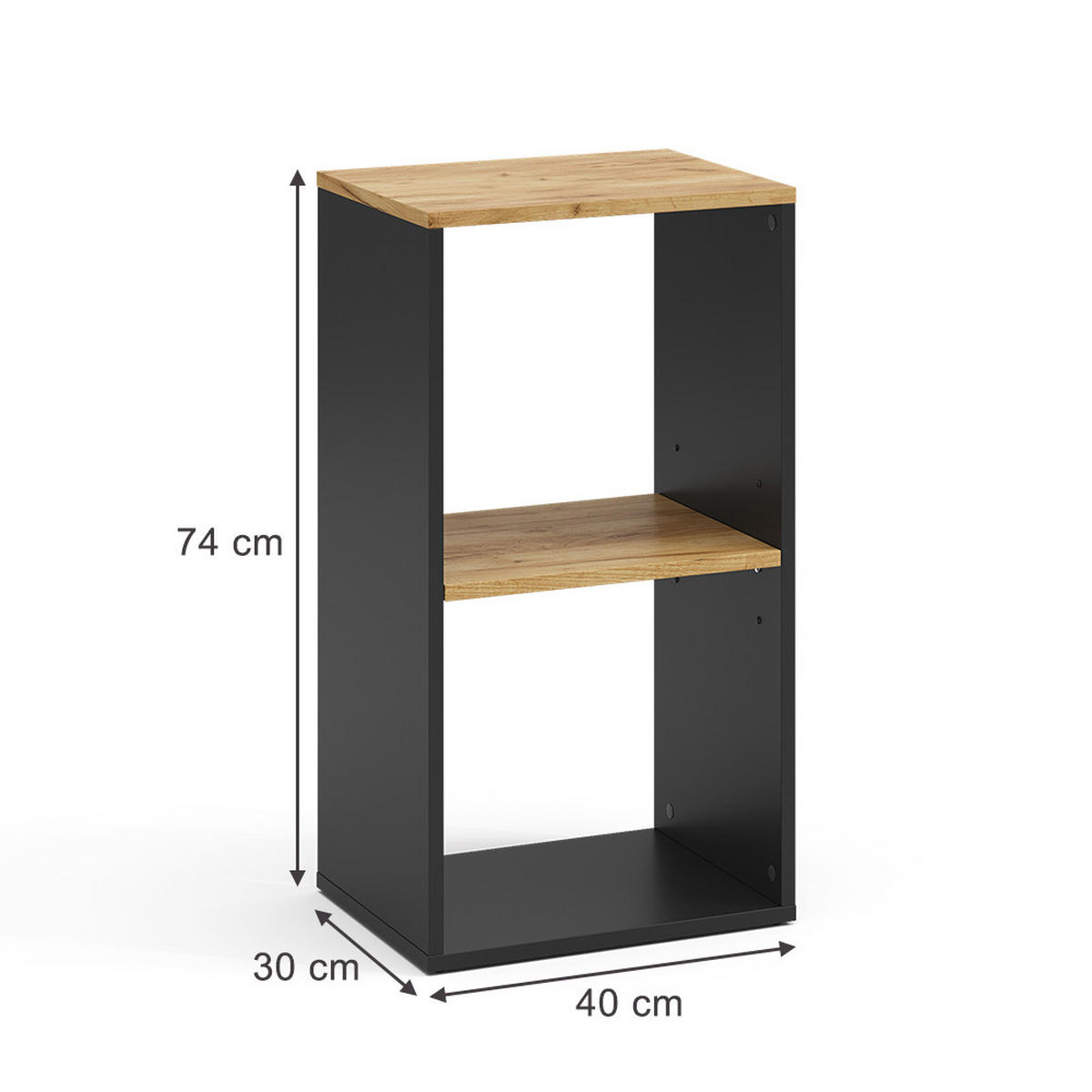 BÜCHERREGAL Tomy Anthrazit/Goldkraft Eiche 40 x 74 cm mit 2 offenen Fächern - Honigeiche/Anthrazit, Holzwerkstoff (40/74/30cm) - Vicco