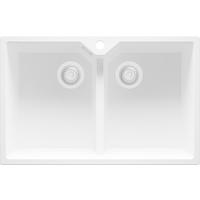 SPÜLBECKEN Madrid Twin, 2-er set Alles Weiß 78/50 cm 2 Becken + Ablauf-Set ab 80er Unterschrank - Weiß, Kunststoff (78/19/50cm) - Primagran