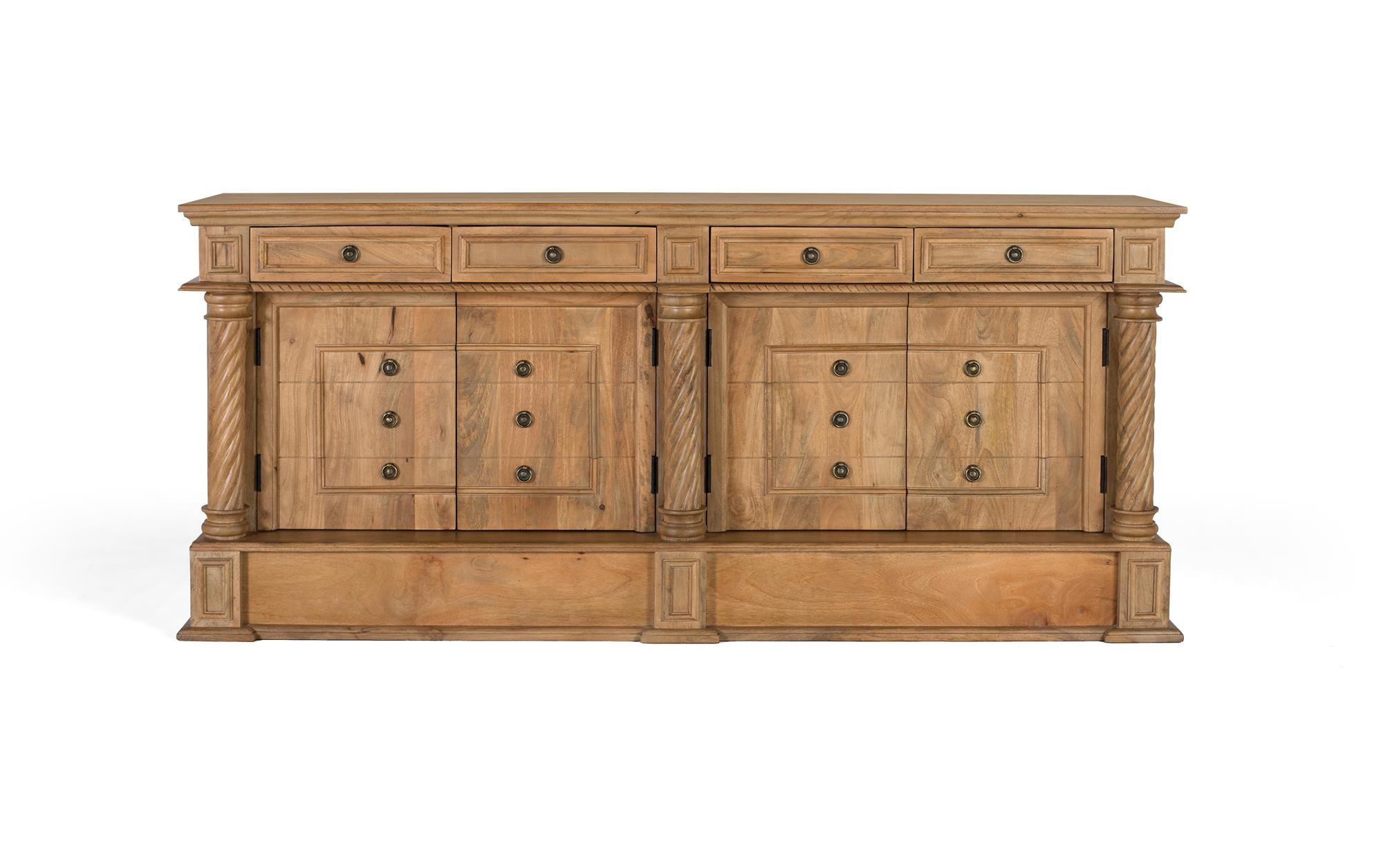 SIDEBOARD mit 4 Schubladen und 4 Türen aus Mangoholz - Braun, Holz (50/90/200cm) - Giner y Colomer