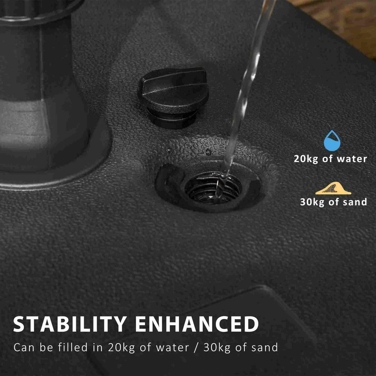 SONNENSCHIRMSTÄNDER befüllbar 30 kg schwarz - Schwarz, Kunststoff (46/45cm) - LEBENLANG