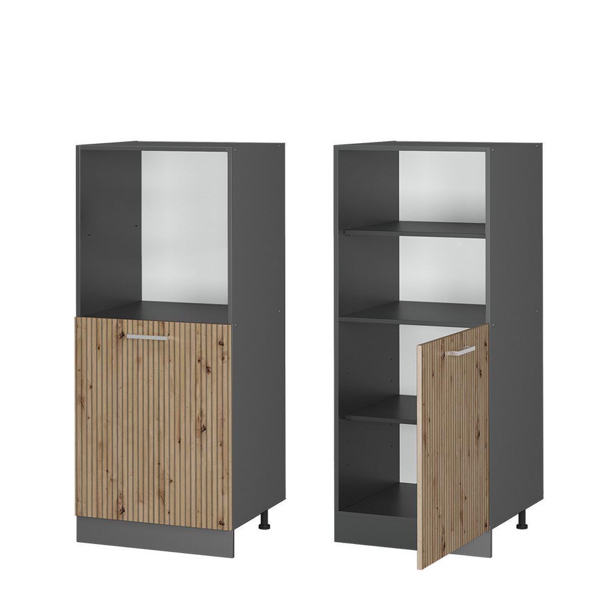 SKŘÍŇKA NA VESTAVĚNOU TROUBU R-Line Řemeslný dub - antracitová/dub artisan, kompozitní dřevo (60/143/57cm) - Vicco