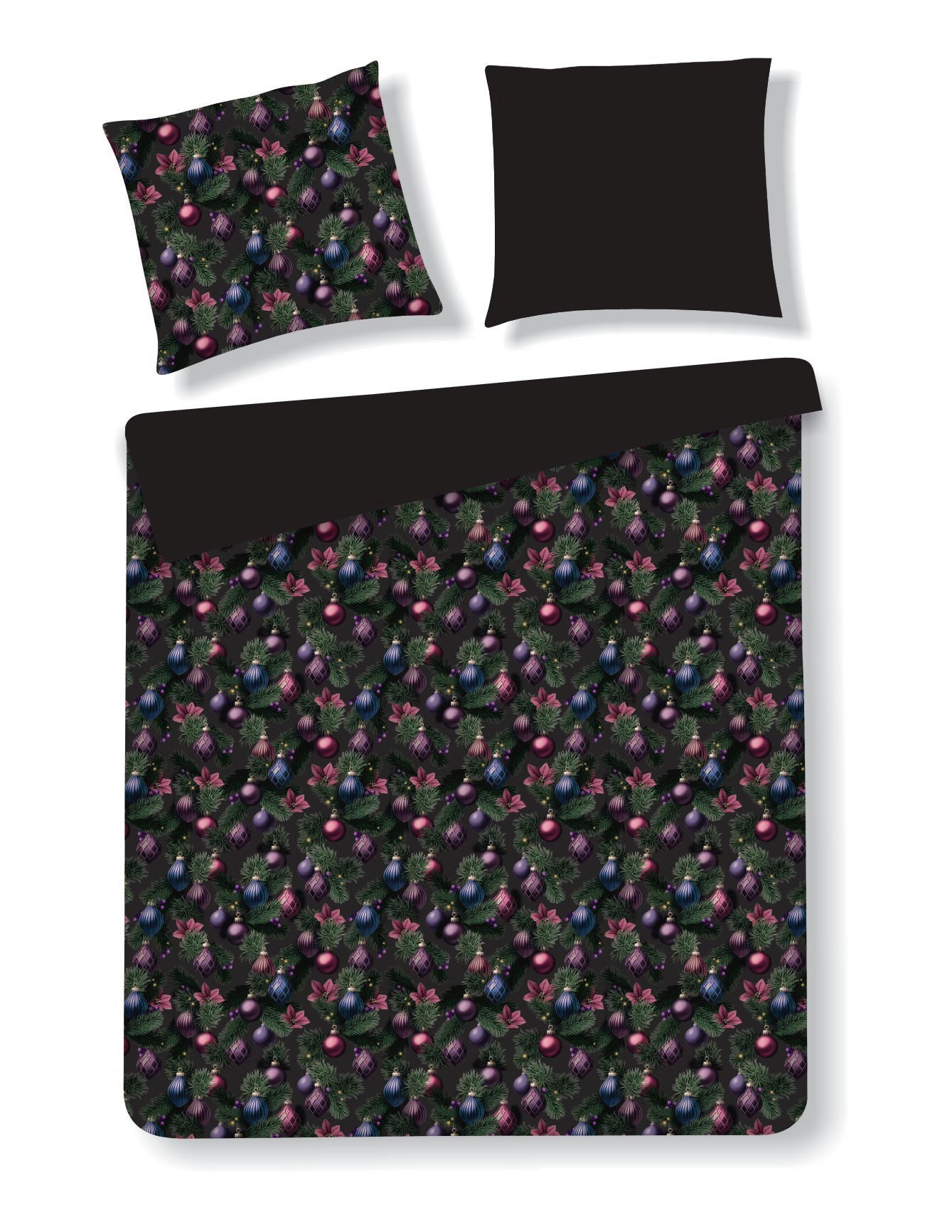 BETTWÄSCHE Satin MIRAVELLA, 160x200 cm, Schwarz, Winter Weihnachten Bettbezug, Weihnachtsdeko, Christmas, Weihnachtsmotiv - Schwarz, Textil (160/200cm) - home&you