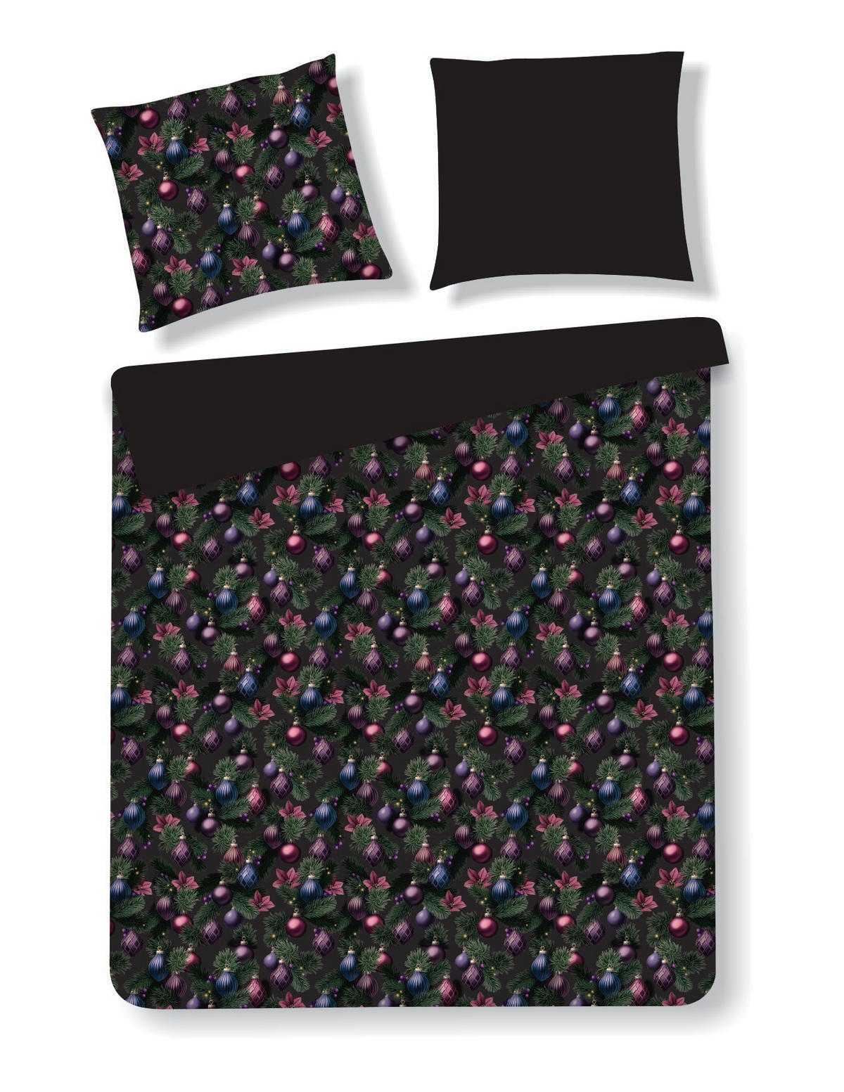 BETTWÄSCHE Satin MIRAVELLA, 160x200 cm, Schwarz, Winter Weihnachten Bettbezug, Weihnachtsdeko, Christmas, Weihnachtsmotiv - Schwarz, Textil (160/200cm) - home&you
