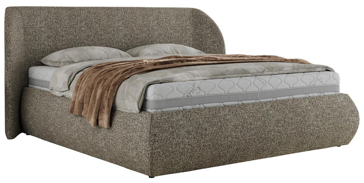 POLSTERBETT CAELA CLASSIC 200/200 - Grau Strukture - Multipocket-Matratze - Grau, Textil (200/200cm) - MKS