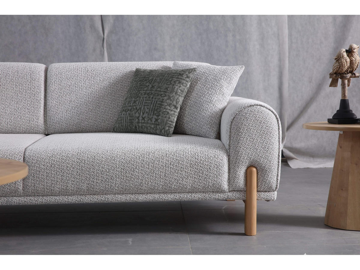 3 Sitzer SOFA Adonis Webstoff Beige - Beige, Holz/Textil (235/81/93cm)