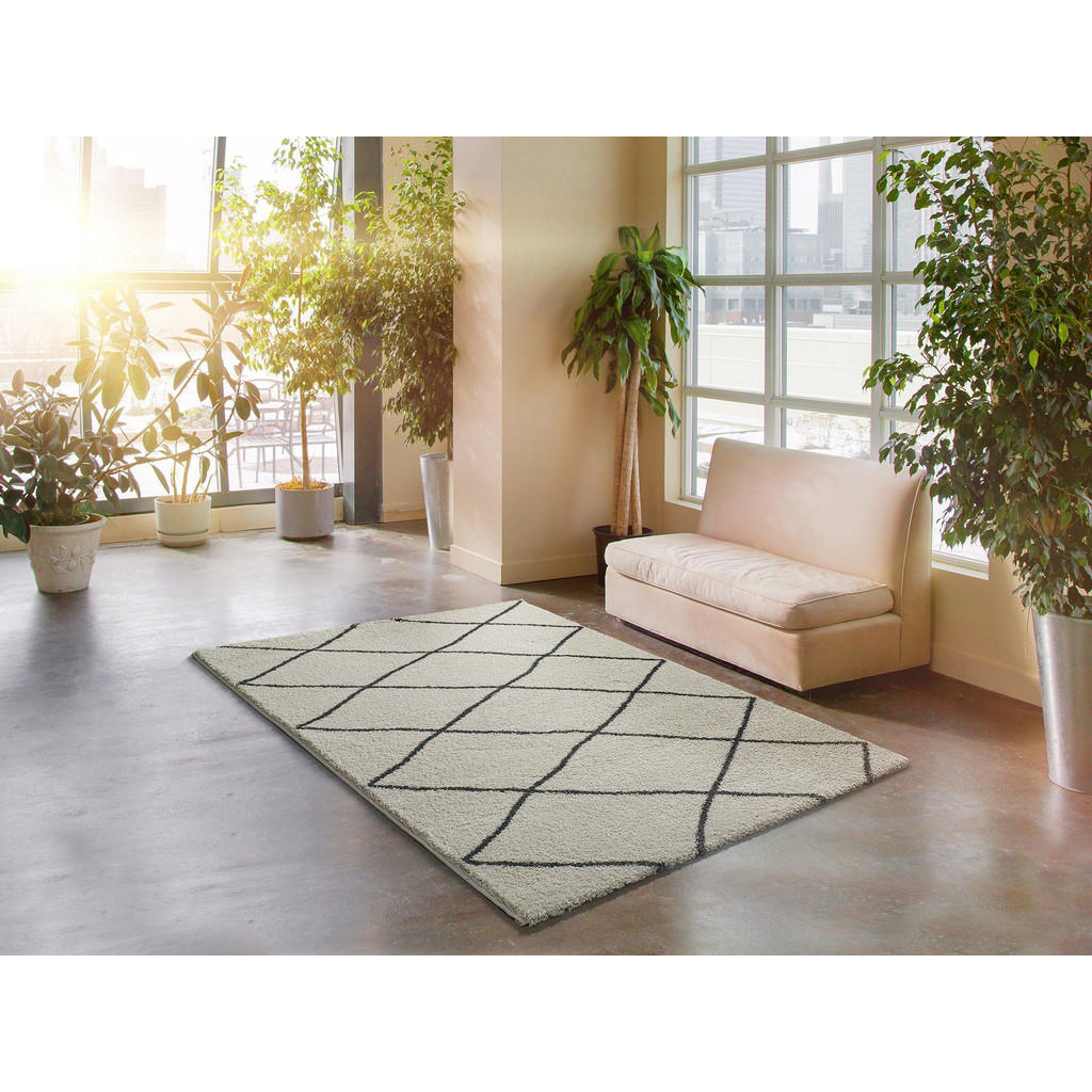 Thumbnail - Atticgo Hochflorteppich, Weiß, Textil, Grafikmuster, Rechteckig, 60x120 cm, Oeko-Tex® Standard 100, in verschiedenen Grö...