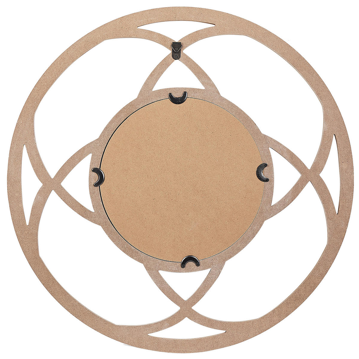 WANDSPIEGEL heller Holzfarbton rund 60 cm Iztapalapa - Hellbraun/Weiß, Holzwerkstoff (60/60/2cm) - Beliani