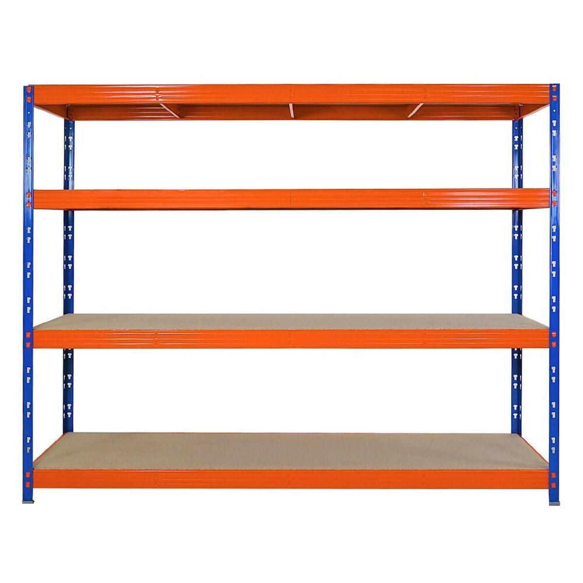 SCHWERLASTREGAL 3er-Set Rhino 180x240x60cm 4 Spanplatten-Ebenen 8mm Fachlast 450kg Blau/Orange - Orange, Metall (720/180/60cm) - PROREGAL