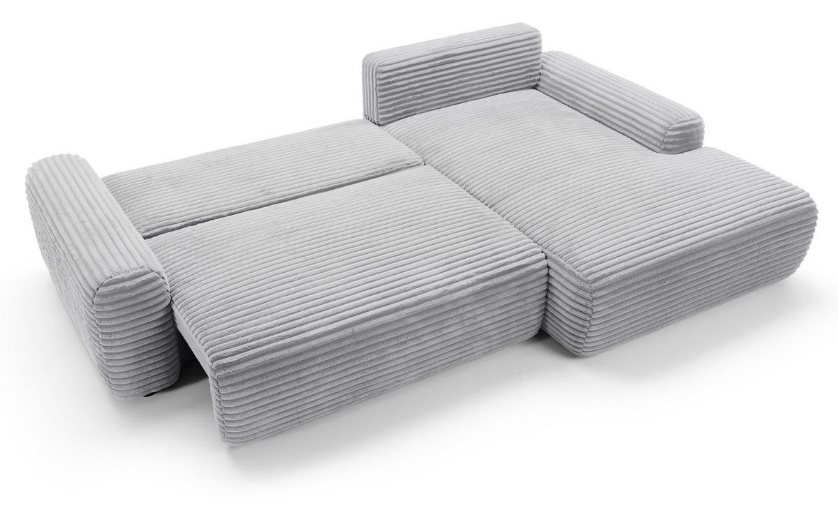 ECKSOFA 260 cm Cantara mit Cordstoff, Bettkasten, Rechts, Grau - Grau, Holz (162/264cm) - Emporius