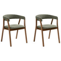 ESSZIMMERSTUHL 2er Set Stoff Dunkelbraun/Grün Mylo - Dunkelbraun/Grün, Holz/Textil (58/77/56cm) - Beliani