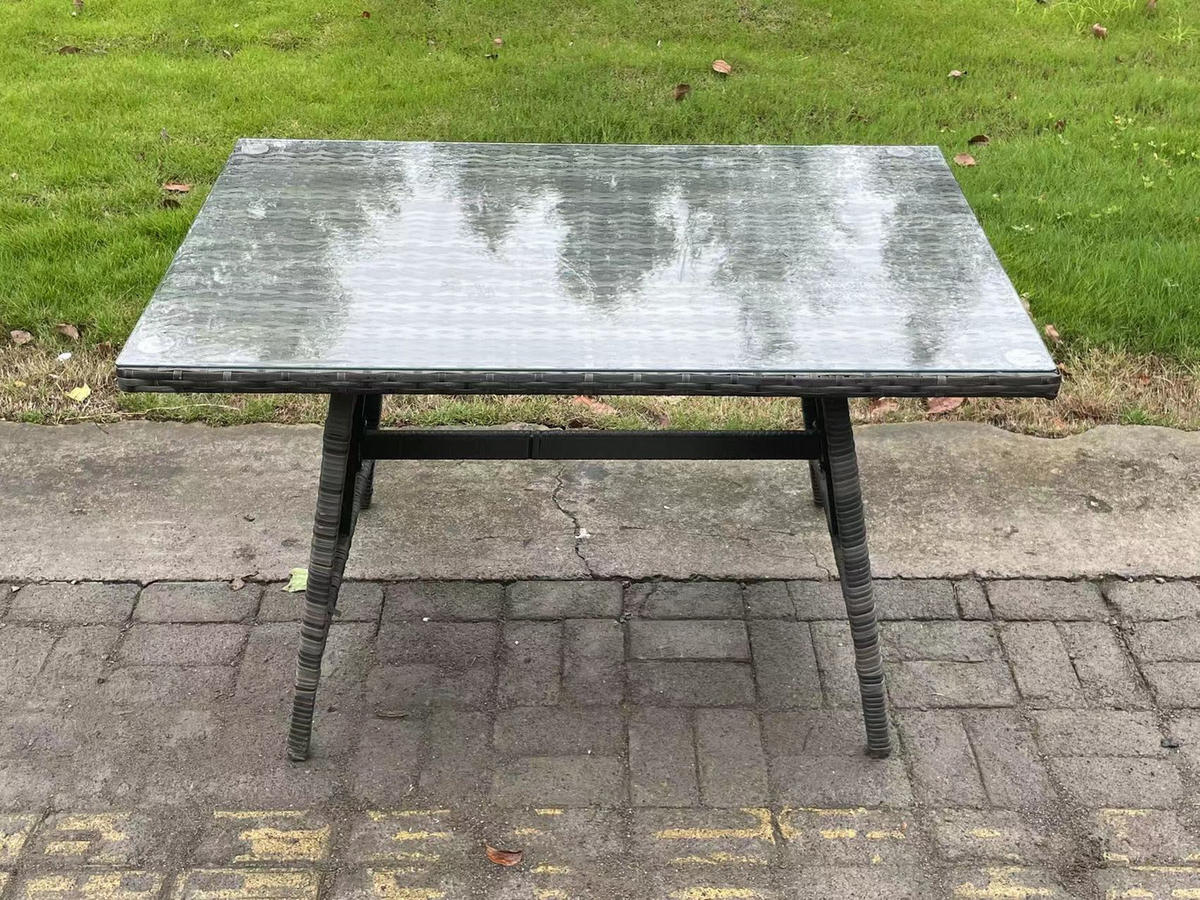GARTENMÖBEL SET Polyrattan Dunkelgrau 8-Sitzer - Dunkelgrau/Grau, Glas/Kunststoff - Fimous