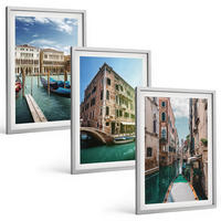 BILDER SET 3er Set - 40x60 cm Silberner Rahmen - Architektur der Kanäle von Venedig - Silberfarben, Kunststoff (40/60cm) - TULUP