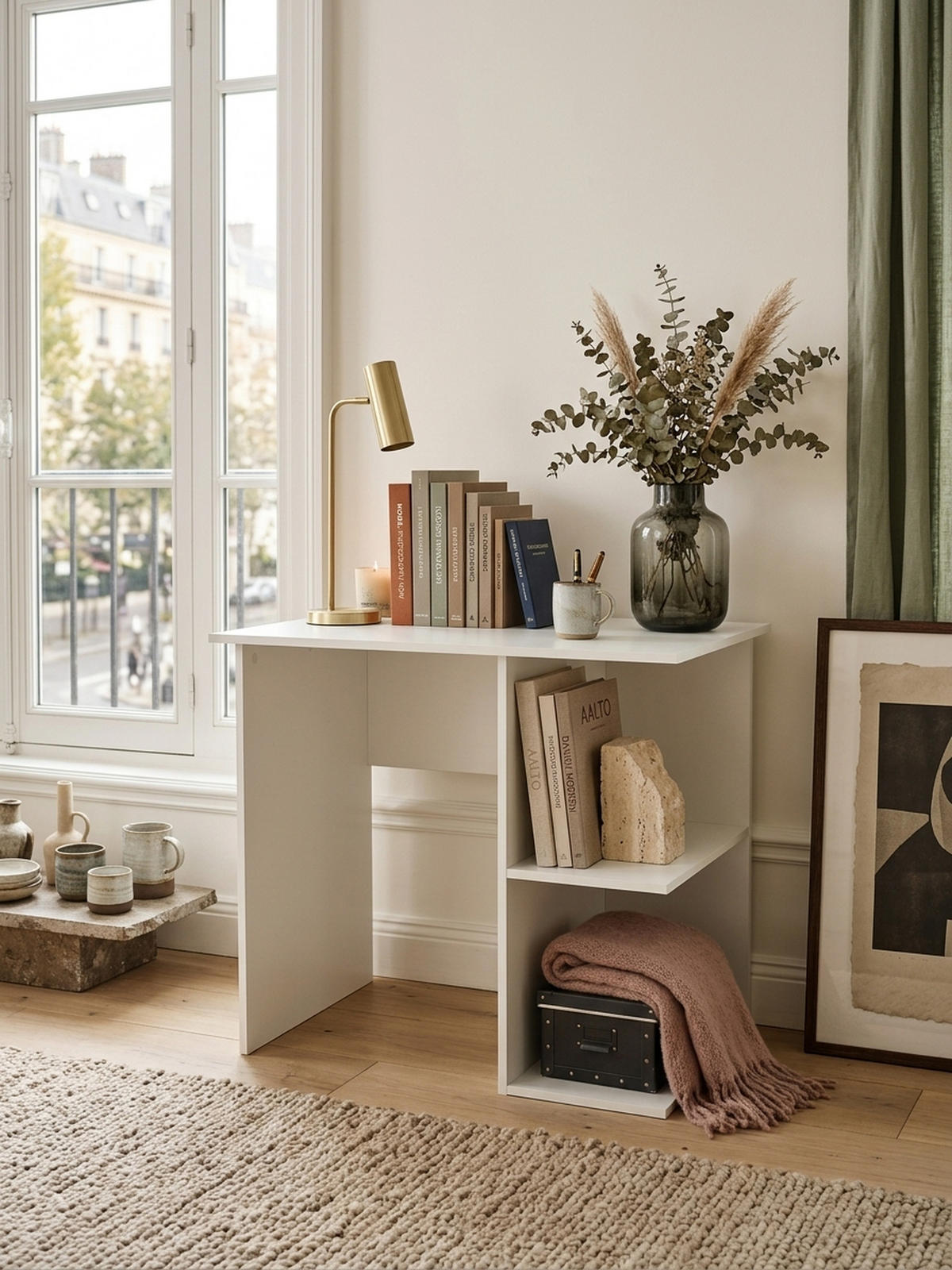 SCHREIBTISCH – großzügige Fläche, mit Aufbewahrung, Spanplatte, modern - Weiß, Holz (60/82/76cm) - KADIMA DESIGN