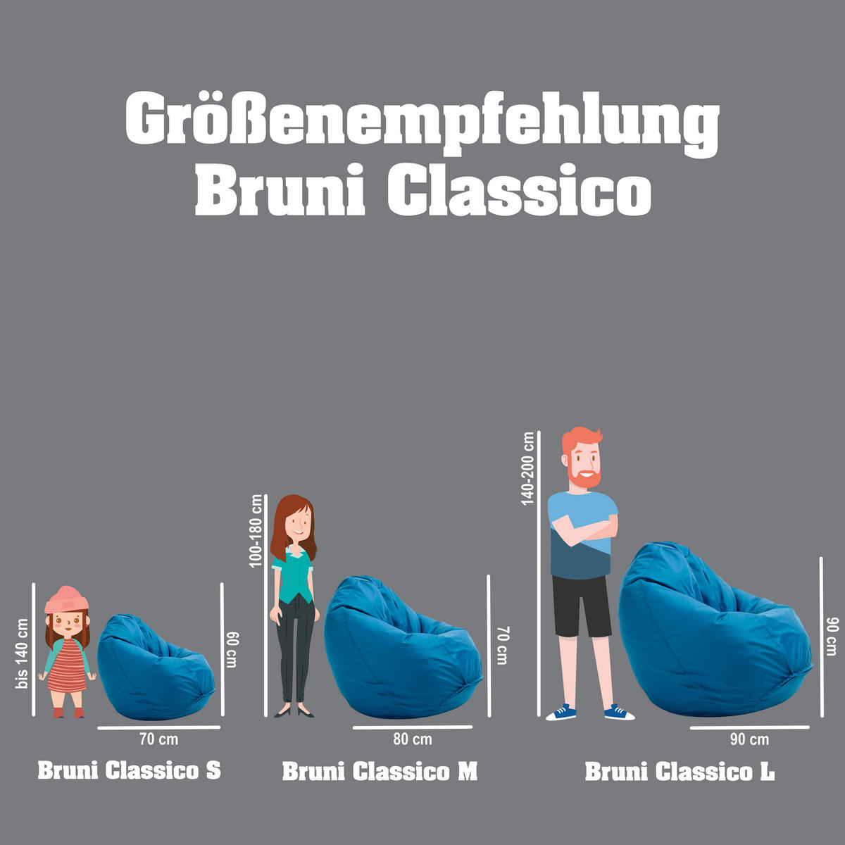 SITZSACK Classico L grau - Grau, Kunststoff (90/90/90cm) - Bruni