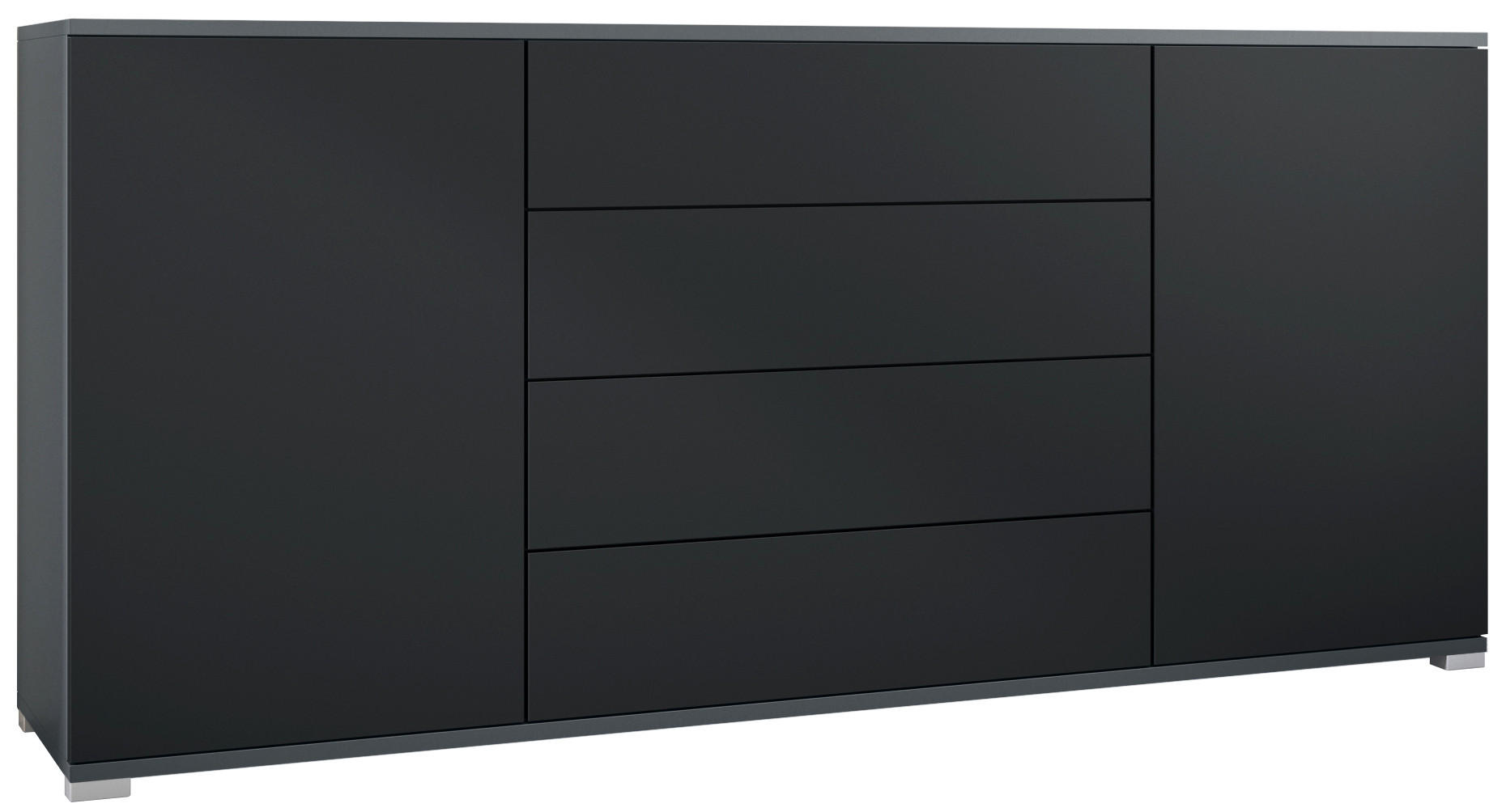 SIDEBOARD Santo Schwarz matt - Schwarz, Holzwerkstoff (166.5/75.5/35cm) - Vladon