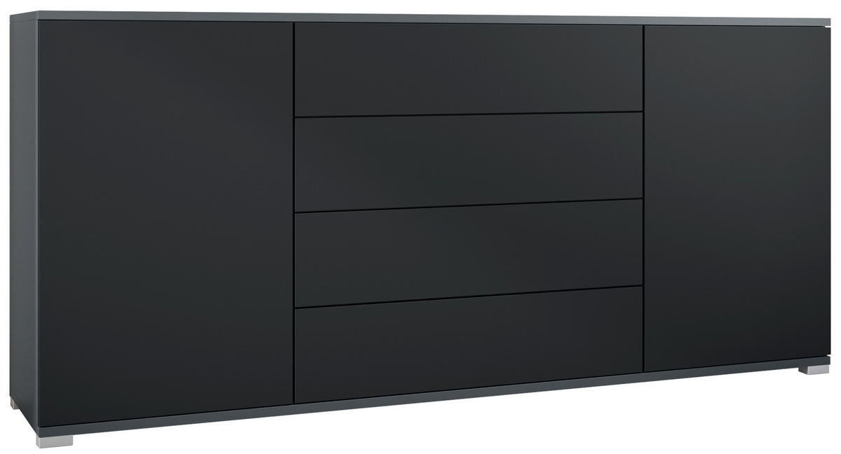 SIDEBOARD Santo Schwarz matt - Schwarz, Holzwerkstoff (166.5/75.5/35cm) - Vladon