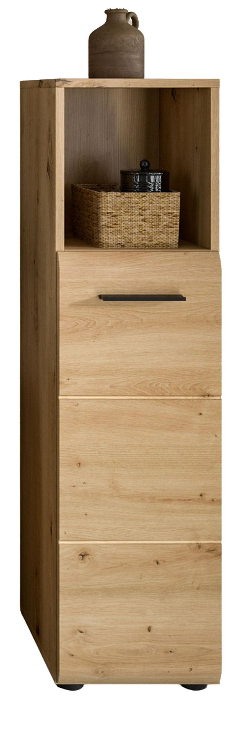 BADKOMMODE Eiche Artisan, Badezimmer Kommode 30 x 110 cm, Cover - Schwarz/Eiche Artisan, Holzwerkstoff/Kunststoff (30/110/30cm) - Inn.Furn