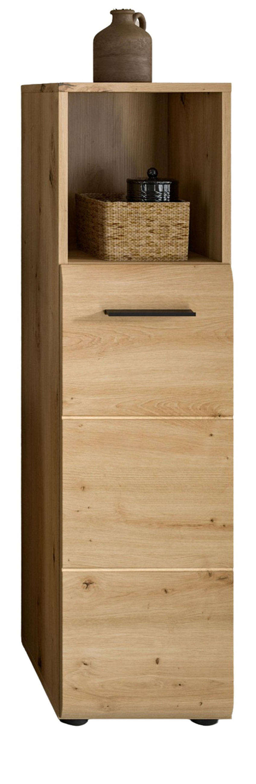 BADKOMMODE Eiche Artisan, Badezimmer Kommode 30 x 110 cm, Cover - Schwarz/Eiche Artisan, Holzwerkstoff/Kunststoff (30/110/30cm) - Inn.Furn