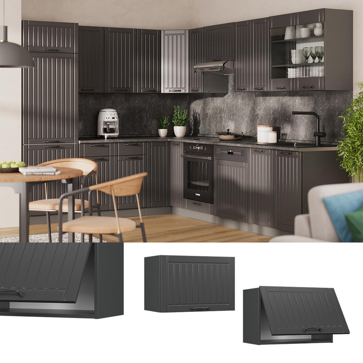 VĚŠÁK NA STĚNU Fame-Line Tmavě šedá - tmavě šedá/antracitová, kompozitní dřevo (60/40/34.1cm) - Vicco