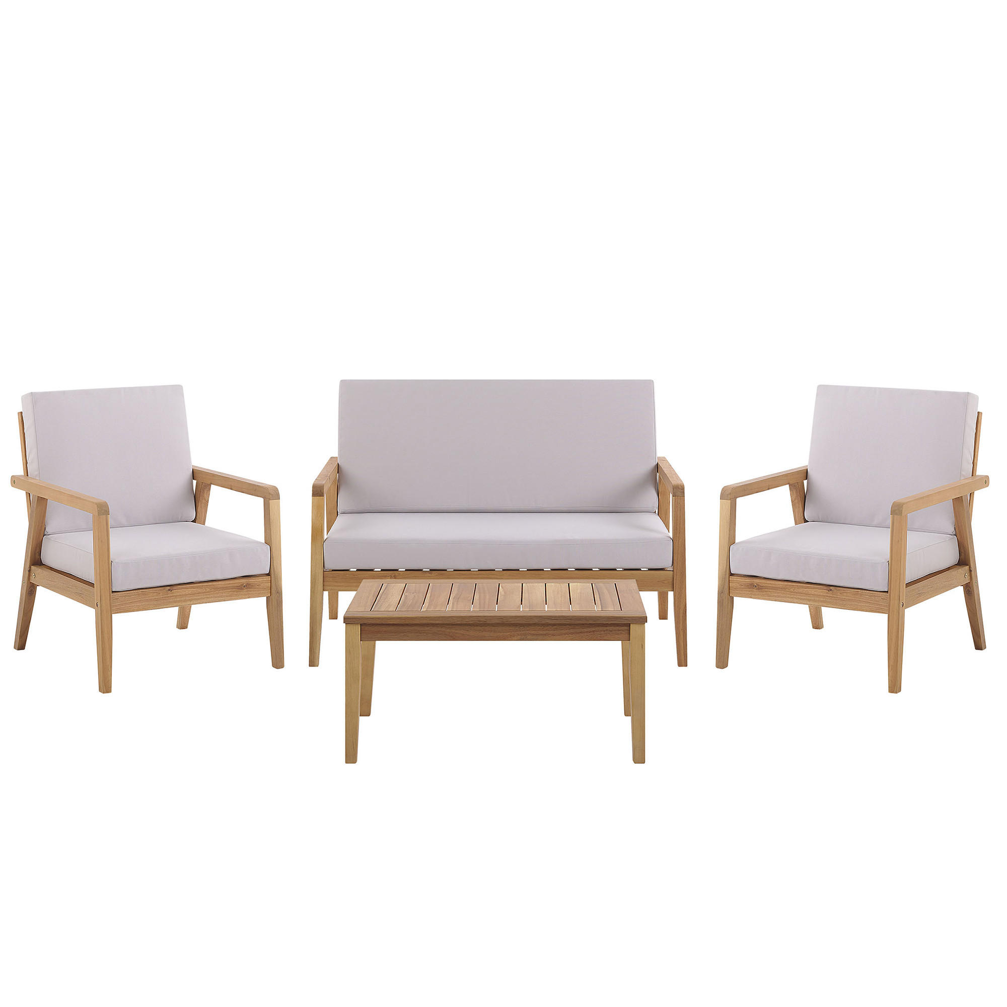 LOUNGE SET 4-Sitzer Hellbraun Auflagen grau Pallano - Hellbraun/Grau, Holz - Beliani