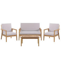LOUNGE SET 4-Sitzer Hellbraun Auflagen grau Pallano - Hellbraun/Grau, Holz - Beliani